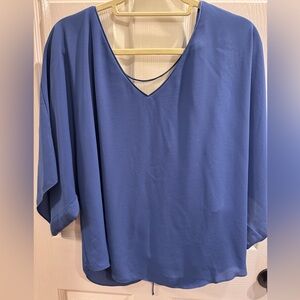 White House Black Market Blue Blouse Sz M
